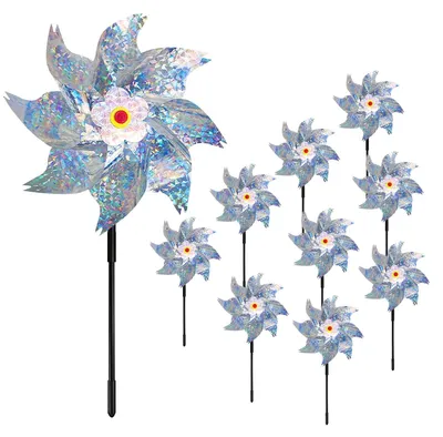 Imagen del producto de Dispositivos reflectantes para ahuyentar aves, tipo molino de viento, paquete de 10 unidades, para jardín y balcón