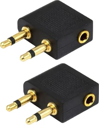 Obrázek produktu pro Adaptér pro sluchátka do letadla Dvojitý 3,5mm samec na 3,5mm samici Letecký konektor pro cestování 2ks