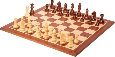 Imagen del producto de Juego de ajedrez de torneo, madera Staunton, diseño alemán, 5+ piezas, 54x54 cm