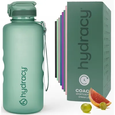 Produktbild von Trinkflasche mit Strohhalm und Zeitmarkierung 2L Mondlichtgrün BPA-frei Auslaufsicher Kondensationsfrei