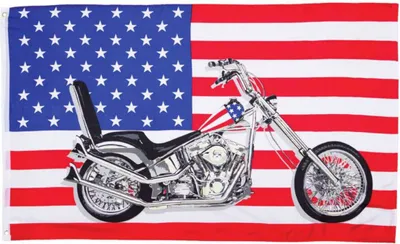 Produktbild von Flagge Motorrad auf der USA Fahne 90x150cm