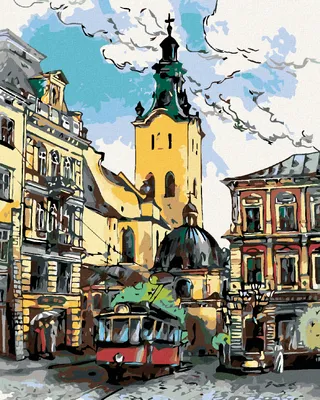 Produktbild von Zuty - Malen nach Zahlen - STRAßENBAHN AM STADTPLATZ, 40x50 cm, ohne Keilrahmen