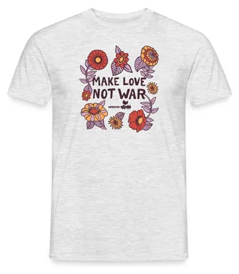 Produktbild von Spreadshirt Woodstock Make Love Not War Mit Blumen Rahmen Männer T-Shirt, M, Grau meliert