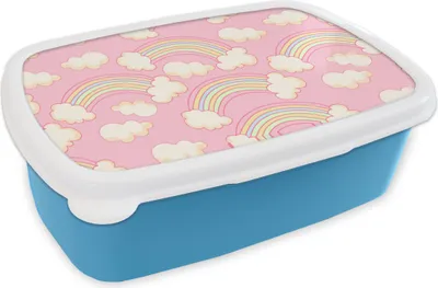 Produktbild von KitchenYeah® Lunchbox Brotzeit Brotdose 17x11 cm Regenbogen - Wolken - Muster Kinder Brotzeitdose - Lunch - Kunststoff  - Brotbüchse - Sandwichbox - Lunchbox für Kinder
