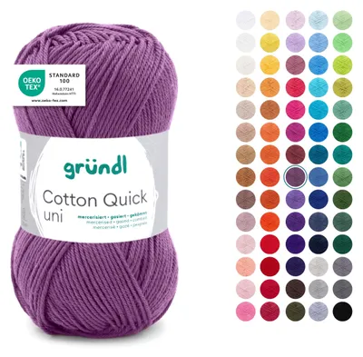 Immagine prodotto di Gründl Cotone rapido uni,50g.100%cotone,mercerizzato,filato per uncinetto e maglia,50g / 125 m,NS 3-4 158 malva