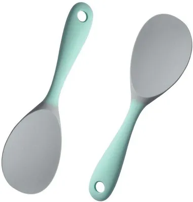 Produktbild von Silikon Rührschlitten 2er Set - Antihaftbeschichtung - Ergonomische Form - Hängeschlauch - Hochtemperaturbeständig - Küchenlöffel