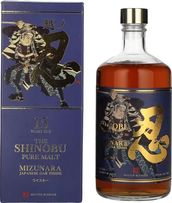 Image de The Shinobu Pure Malt 15 Years Old Whisky MIZUNARA Japanese Oak Finish 43% Vol. 0,7l en boîte cadeau