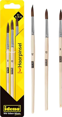 Produktbild von Idena 60108 - Haarpinsel, 3er Set, in den Größen 8, 10 & 12