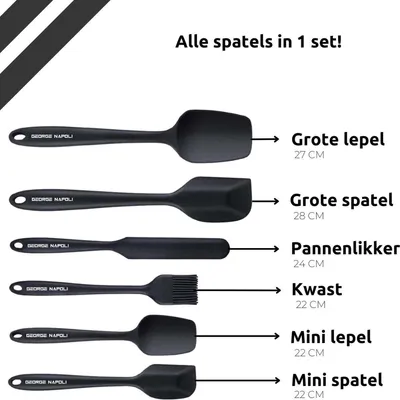 Immagine prodotto di Jumada's – Set di spatole in silicone [6 pezzi] – Per cucinare e preparare dolci – Tagliapentole – Senza BPA – Spatole – Pennelli – Pennelli
