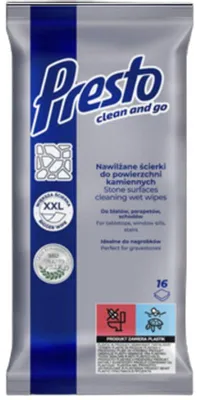 Zdjęcie produktu dla Presto, Nawilzane sciereczki do powierzchni kamiennych, 16 sztuk