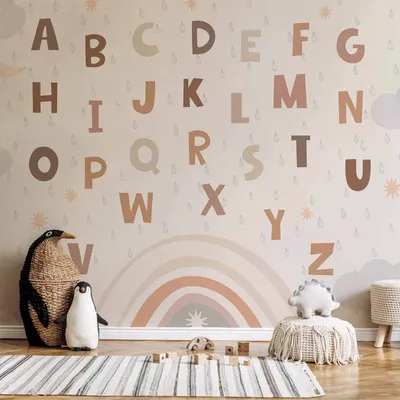 Produktbild von Selbstklebende Folie Fototapete - Letters in Soft Colours 343x245 cm Für Kinder e-A-10129-a-a