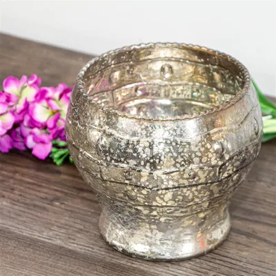 Produktbild von Glasvase, Gold-Grau, Prägung, Glas, Shabby Chic