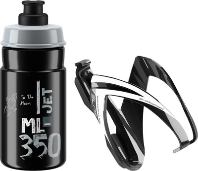 Immagine prodotto di Borraccia Elite JET + supporto CEO Elite Kit 350 ml lucido, nero/grigio/bianco, 2 pezzi (1 set)