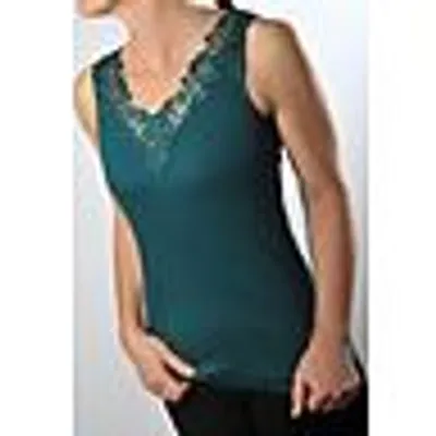 Produktbild von Toker Collection® Achselhemd »Damen Unterhemd mit extra breiter Spitze«, Petrol , Gr. 44/46