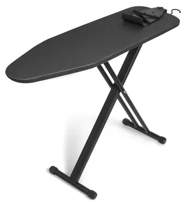 Obrázek produktu pro Žehlicí prkno 110 x 34 cm - Nastavitelné - Držák na žehličku - 360 stupňů otočné - Černé