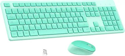 Produktbild von Kabelloses Tastatur Maus Set mit Nummernblock, QWERTZ Deutsches Layout, 2.4GHz Wireless mit 2-in-1 USB Empfänger, für PC/Laptop/Windows