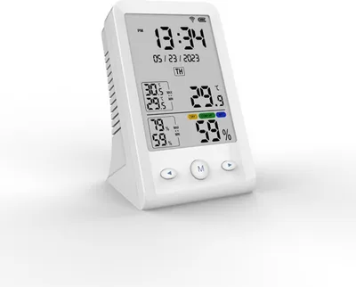 Produktbild von Tuya WIFI USB wiederaufladbarer Temperatur- und Feuchtigkeitsdetektor, Haushalt, Buero, Babyzimmer, Hygrothermograph, LCD-Display, Temperatur- und Feuchtigkeitsmesser, Temperaturtester, Hygrometer, kompatibel mit Google Home Alexa