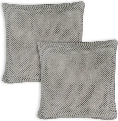 Produktbild von Kissenbezug 2er Set 80x80 cm Taupe Dekokissen Kissenhülle Waben Kissen Chenille Webstruktur