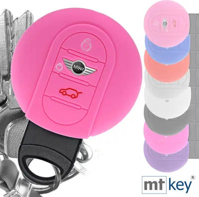 Produktbild von Auto Schlüssel Hülle Silikon Schutz Cover Rosa kompatibel mit Mini F56 F54 F55 F57 F60 Clubman Countryman 3 Tasten KEYLESS SMARTKEY
