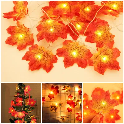 Ahornblatt-Lichterkette 3 m, 20 LEDs, batteriebetrieben