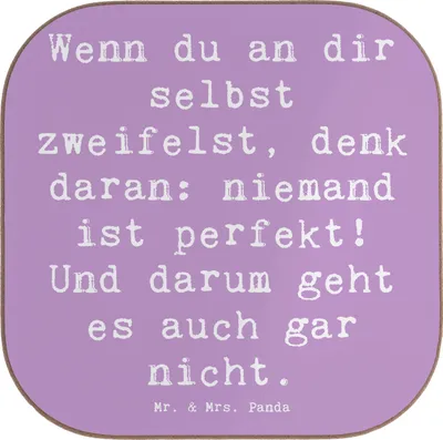 Produktbild von Mr. & Mrs. Panda Untersetzer für Gläser Spruch Zweifel an sich selbst - Lavendeltraum - Geschenk, Gefühl, Tischuntersetzer, Tassen, Liebe, Tasse, Motivation, Coaster