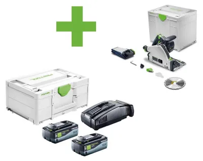 Produktbild von Festool Akku-Tauchsäge TSC 55 KSEB-Basic 577988+Energie-Set SYS 18V 2x8,0/SCA16