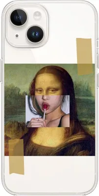 Produktbild von Flexible Hülle für das iPhone 13 Mini, TPU Silikon transparent, mit einem Motiv des berühmten Gemäldes von Leonardo da Vinci, der Mona Lisa