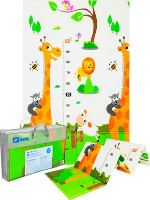 Produktbild von Humbi Obojstranná skladacia vzdelávacia podložka z XPE peny 120x180x0,8cm Žirafy, mory, medvedíky, líšky, jelenčatá