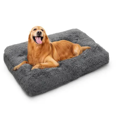 Produktbild von Großes Haustierbett für Katzen und Hunde, 100×60×10 cm, waschbar, rutschfest, bequemes Schlaf- und Ruhebett, dunkelgrau