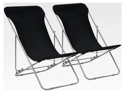Produktbild von Faltbare Strandstühle, 2 Stück, Stahl und Oxford-Gewebe, schwarz