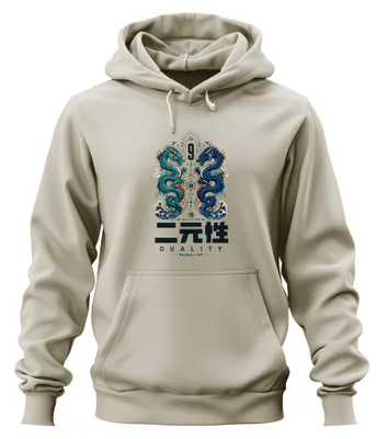 Productafbeelding van Duality, Japanse draken, Yin Yang, Japan, Y2K, Oosterse stijl, hoodie, sweater, natuur, maat L