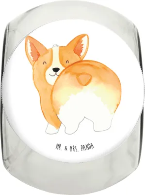 Produktbild von Mr. & Mrs. Panda Dose Corgi Po L 870ml - Weiß - Geschenk, Vorratsglas, Aufbewahrungsdose, Motivation, Spruch, Hund, Bonbonglas, Sprüche, Hundeliebe, Vorratsbehälter