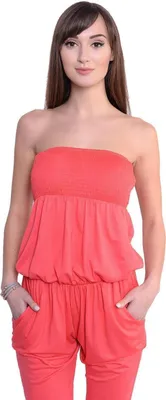 Produktbild von Damen Jumpsuits Bandeau Overall mit Taschen 7/8; Koralle/S/M 36/38