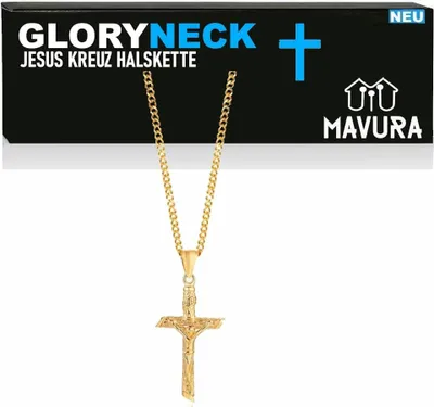 Produktbild von GLORYNECK Jezus Krzyż Naszyjnik Krucyfiks Stal nierdzewna Złota Biżuteria Religijna Naszyjnik