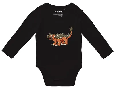 Produktbild von Huuraa Baby Body Ankylosaurus Dinosaurier 74 Black  Baumwolle Fairtrade Langarmbody Geschenkidee