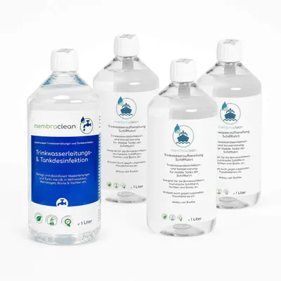 Produktbild von 4x 1 Liter membraclean Kombi-Set Schifffahrt zur Trinkwasseraufbereitung