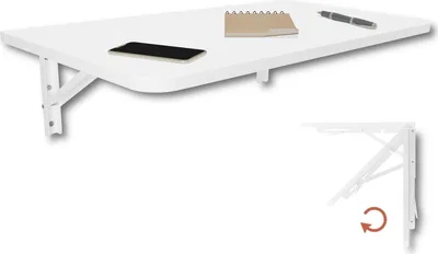 Produktbild von Inklappbare Wandtafel 70 x 40 cm - Weiß - Platzsparende Küchen- und Bürotisch