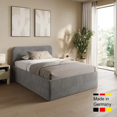 Produktbild von Home Collective Polsterbett 140x200 cm Doppelbett Bett mit verstellbarem Lattenrost & Stauraum, viele Größen verfügbar | Kordstoff Grau