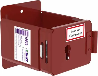 Produktbild von MUNK Leiterhalter pulverbeschichtet RAL 3000 für bauseitige Profil-Halbzylinder