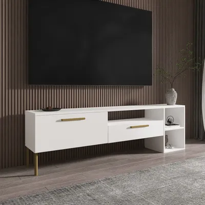 Produktbild von Skye Decor, Parion, Fernsehtisch, Weiß, 100 % MELAMINBESCHICHTETE SPANPLATTEN, 150 x 35 x 47 cm