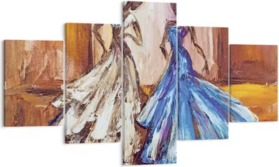 Produktbild von Bild auf Leinwand - Leinwandbild - 5 Teile - Frauen Kleider Öl - 125x70cm - Wand Bild - Wanddeko - Wandbilder - Leinwanddruck - Bilder - Wanddekoration - Leinwand bilder - Wandbild - EA125x70-4172