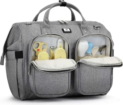 Produktbild von Wickeltasche mit Wickelunterlage und Kinderwagen Haken - Multifunktionale Umhängetasche