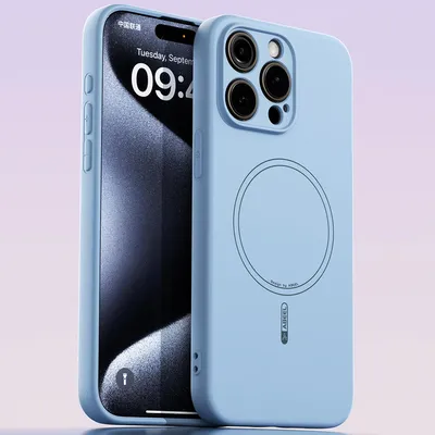Obrázek produktu pro Magnetické pouzdro pro iPhone 13 Pro Max, kompatibilní s MagSafe, tekutý silikon, nárazuvzdorné a odolné proti poškrábání Modrá