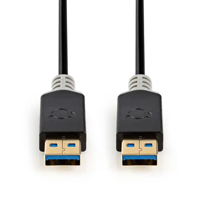 Produktbild von Nedis USB-Kabel - USB 3.2 Gen 1 - USB-A Stecker - USB-A Stecker - 18 W - 5 Gbps - Vergoldet - 2.00 m - Rund - PVC - Anthrazit - Box