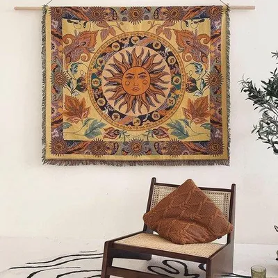 Produktbild von Famanu Decke Boho mit Fransen - 130 x 160 cm, Gelb