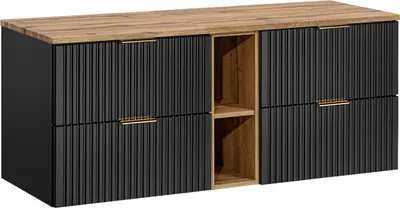 Produktbild von Waschtischunterschrank 140.8cm Adriel mit 4 Schubladen, Schwarz