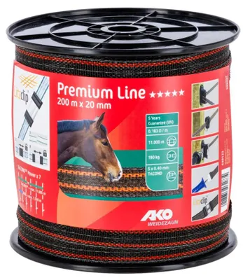Immagine prodotto di AKO Weidezaunband Premium Plus braun/orange, 200 m Länge, 20 mm breit