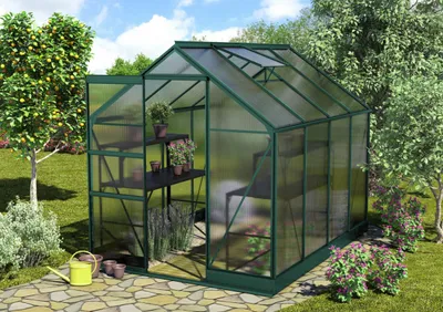 Obrázok produktu pre Skleník Vitavia Apollo 5000 polykarbonát 6 mm 195x261 cm zelený vr. základového rámu