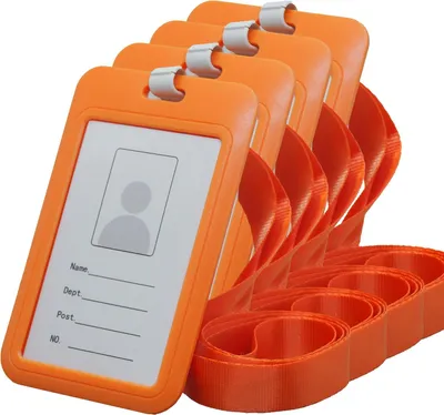 Imagen del producto de Lanyards de plástico duro, paquete de 4 unidades, 110 x 70 mm, con correa para colgar, para uso en oficinas