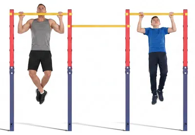 Obrázek produktu pro COSTWAY Turnreck Outdoor, gymnastická sestava s třemi hrazdami, výškově nastavitelná hrazda 80-172 cm, ocelová posilovací stanice s nosností až 330 kg, hrazda na shyby pro děti i dospělé